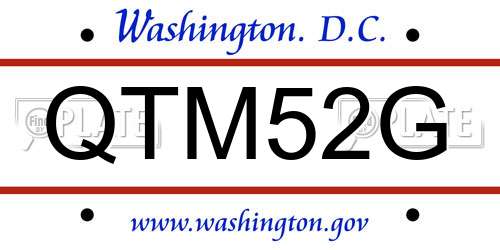 QTM52G District Of Columbia License Plate
