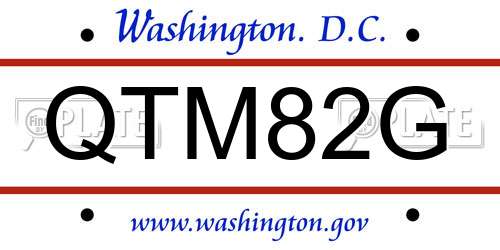 QTM82G District Of Columbia License Plate