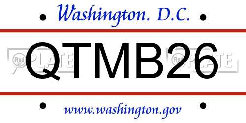 QTMB26 District Of Columbia License Plate