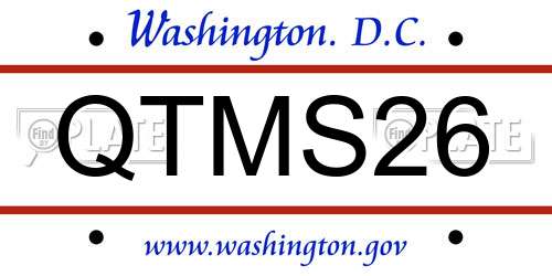 QTMS26 District Of Columbia License Plate