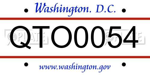 QTO0054 District Of Columbia License Plate