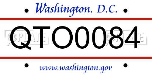 QTO0084 District Of Columbia License Plate
