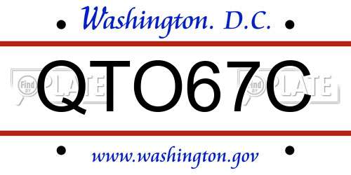 QTO67C District Of Columbia License Plate