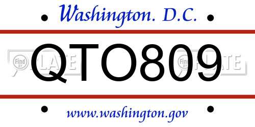 QTO809 District Of Columbia License Plate