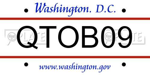 QTOB09 District Of Columbia License Plate