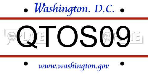 QTOS09 District Of Columbia License Plate