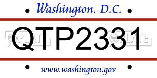 QTP2331 District Of Columbia License Plate