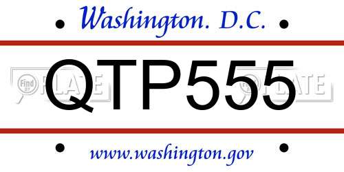 QTP555 District Of Columbia License Plate