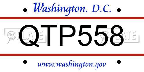 QTP558 District Of Columbia License Plate