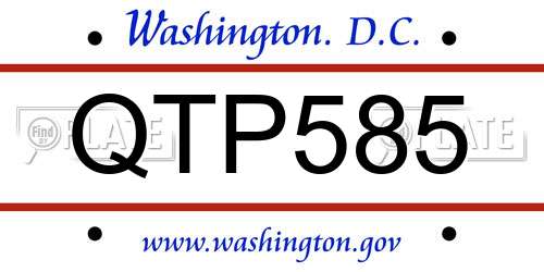QTP585 District Of Columbia License Plate