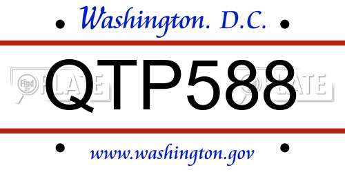 QTP588 District Of Columbia License Plate