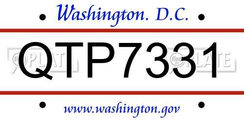 QTP7331 District Of Columbia License Plate