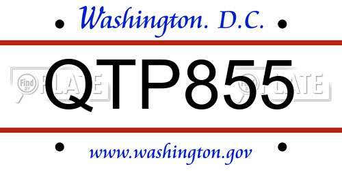 QTP855 District Of Columbia License Plate