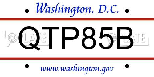 QTP85B District Of Columbia License Plate