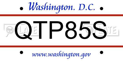 QTP85S District Of Columbia License Plate