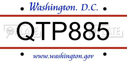 QTP885 District Of Columbia License Plate