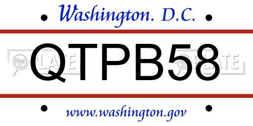 QTPB58 District Of Columbia License Plate