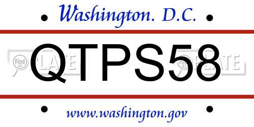 QTPS58 District Of Columbia License Plate