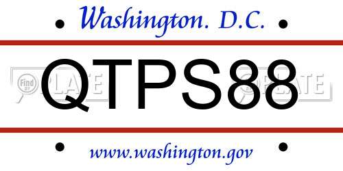 QTPS88 District Of Columbia License Plate