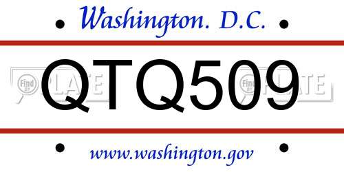 QTQ509 District Of Columbia License Plate