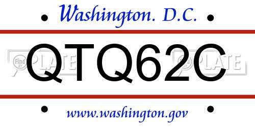 QTQ62C District Of Columbia License Plate