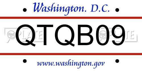 QTQB09 District Of Columbia License Plate