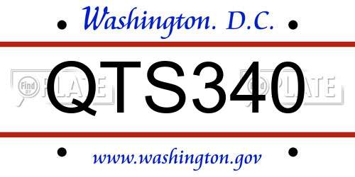QTS340 District Of Columbia License Plate