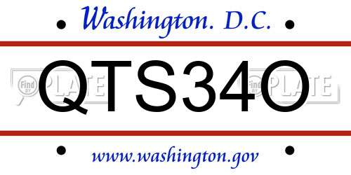 QTS34O District Of Columbia License Plate