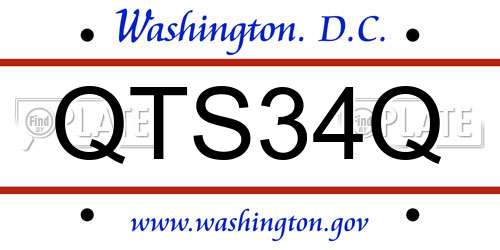 QTS34Q District Of Columbia License Plate