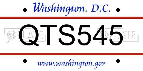 QTS545 District Of Columbia License Plate
