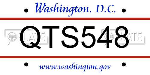 QTS548 District Of Columbia License Plate