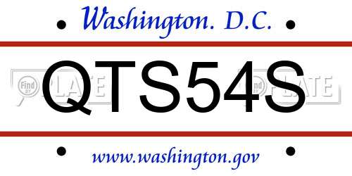QTS54S District Of Columbia License Plate