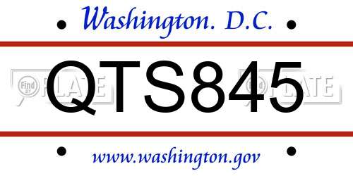 QTS845 District Of Columbia License Plate