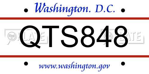 QTS848 District Of Columbia License Plate