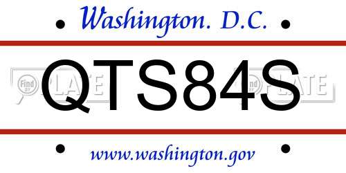 QTS84S District Of Columbia License Plate