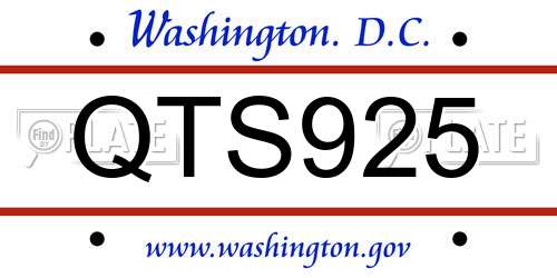 QTS925 District Of Columbia License Plate