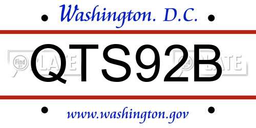 QTS92B District Of Columbia License Plate