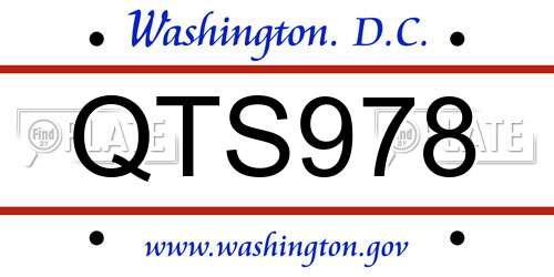 QTS978 District Of Columbia License Plate