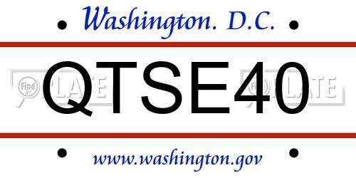 QTSE40 District Of Columbia License Plate