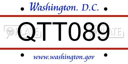 QTT089 District Of Columbia License Plate