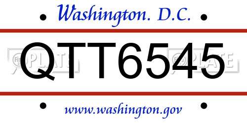 QTT6545 District Of Columbia License Plate
