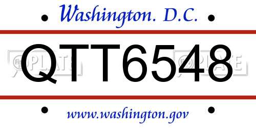 QTT6548 District Of Columbia License Plate