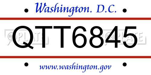QTT6845 District Of Columbia License Plate