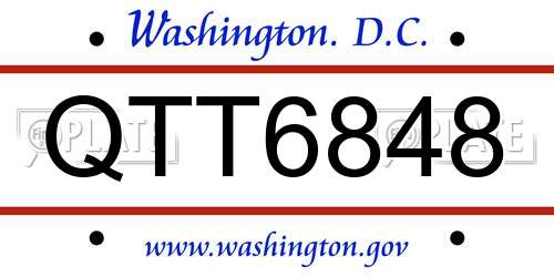 QTT6848 District Of Columbia License Plate