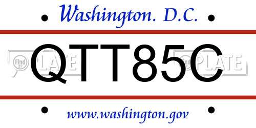 QTT85C District Of Columbia License Plate
