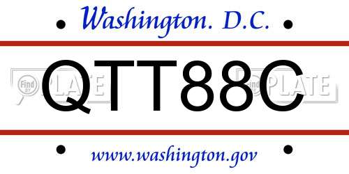 QTT88C District Of Columbia License Plate