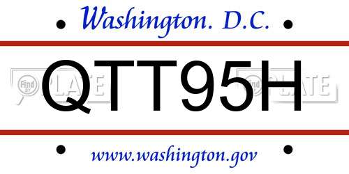 QTT95H District Of Columbia License Plate