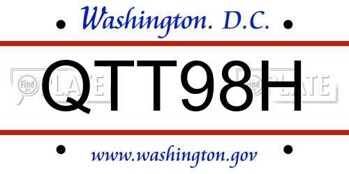 QTT98H District Of Columbia License Plate