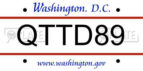 QTTD89 District Of Columbia License Plate