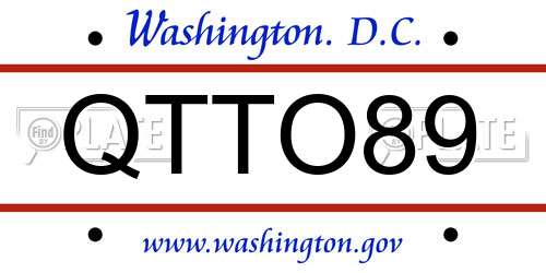 QTTO89 District Of Columbia License Plate